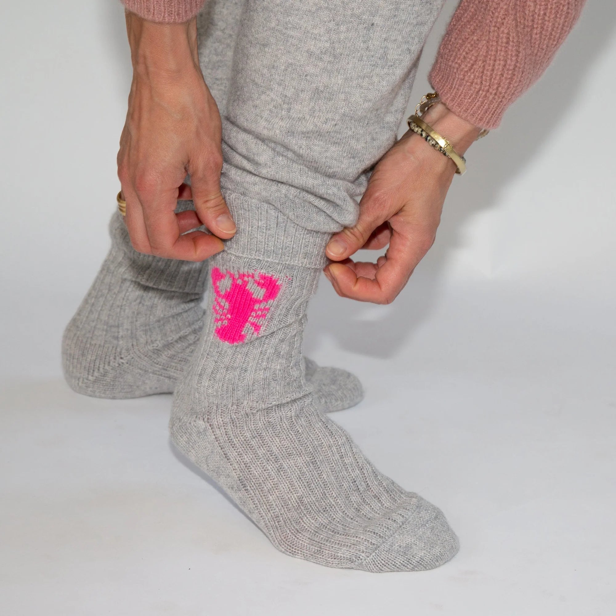 PAPA LOBSTER cashmere socks