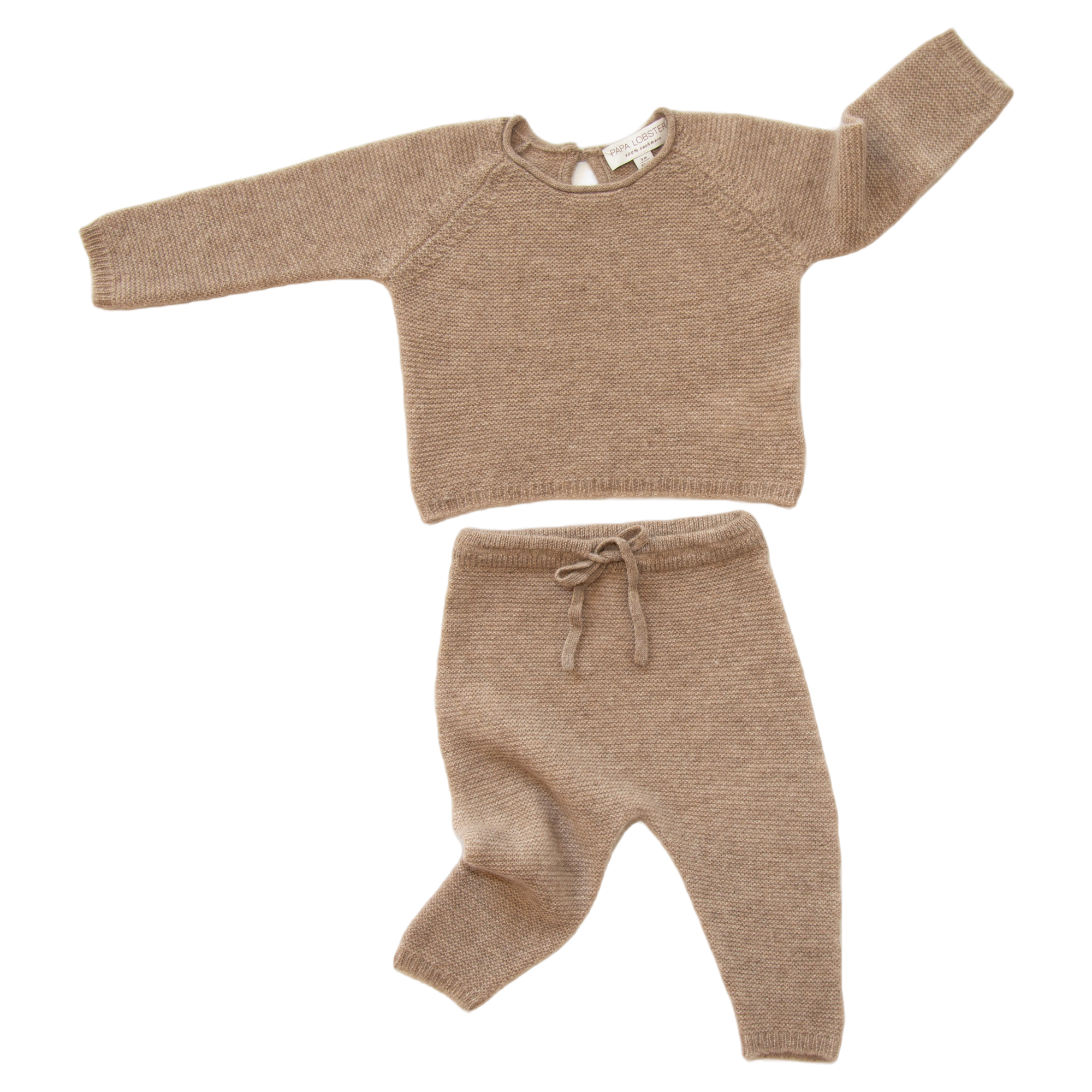 Kaschmir-Baby-Set Pullover + Hose in Naturfarben - allNATURAL Coffee