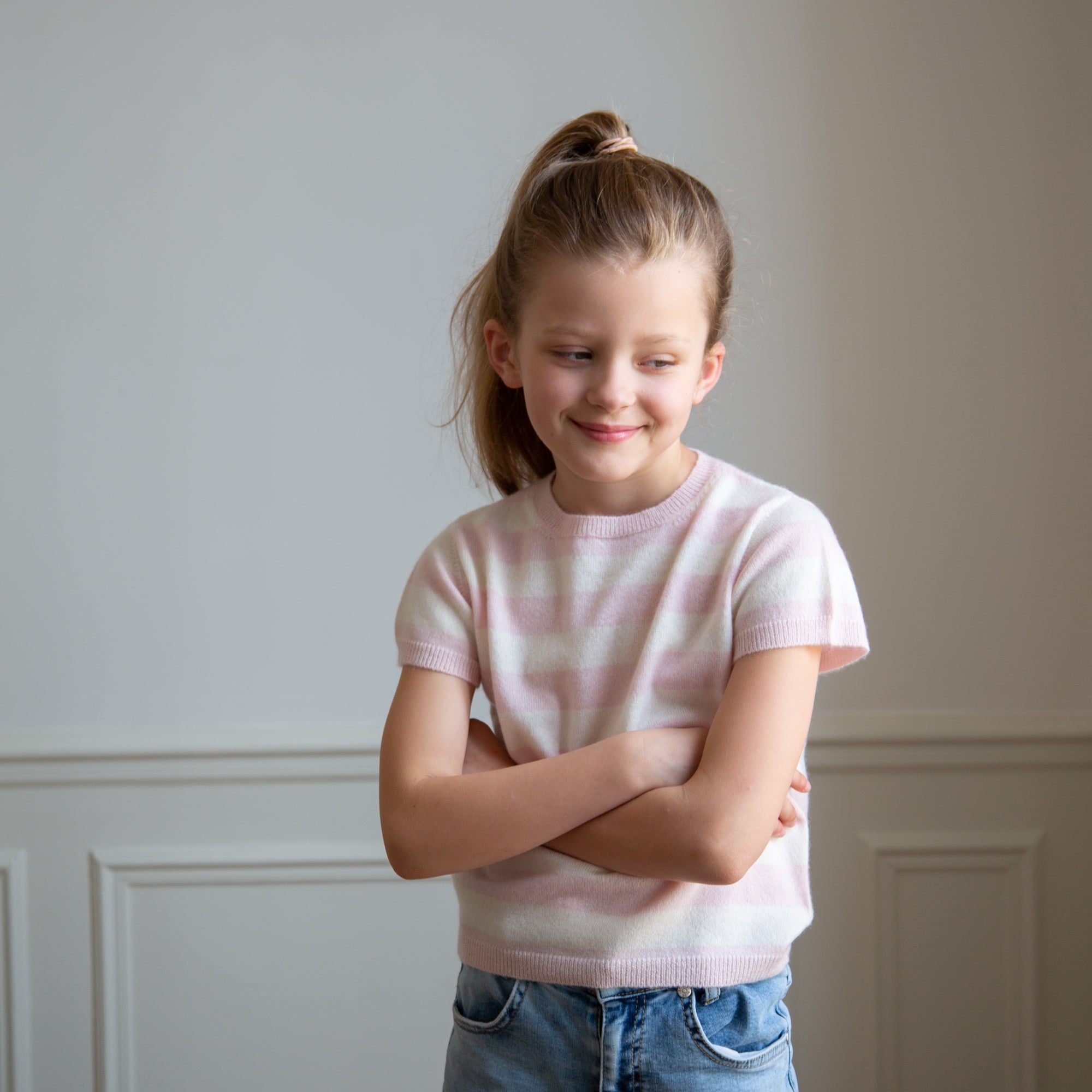 Halbarm-Pullover JUDY mit Streifen