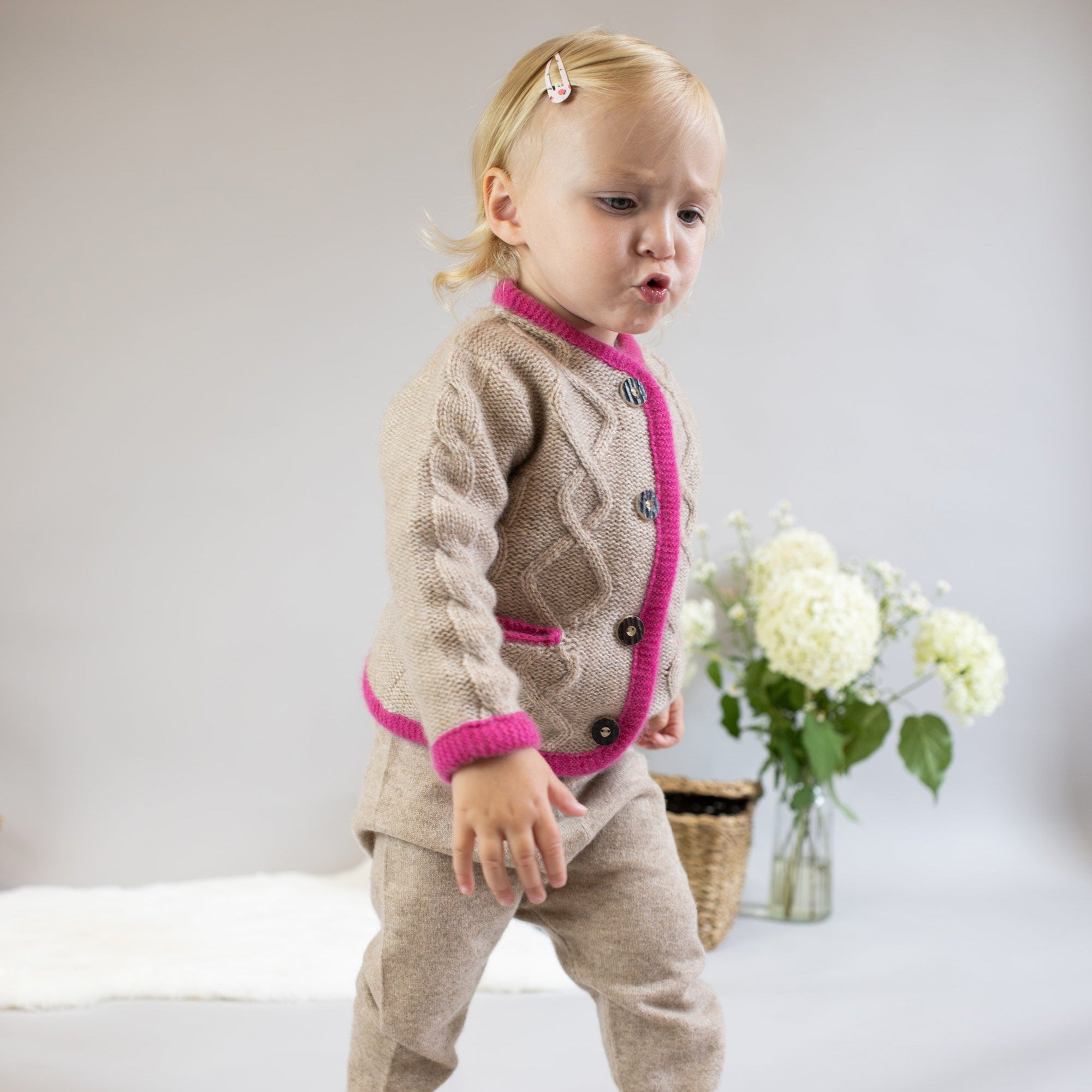 Traditional cardigan MAXI with an Aran pattern